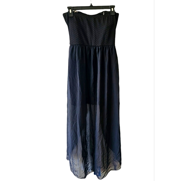 Rue21 Black Sleeveless High Low Sheer Chiffon Bustier Top Flowy Bottom Size M - Picture 3 of 10